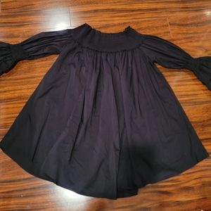 Black cotton cold shoulder dress